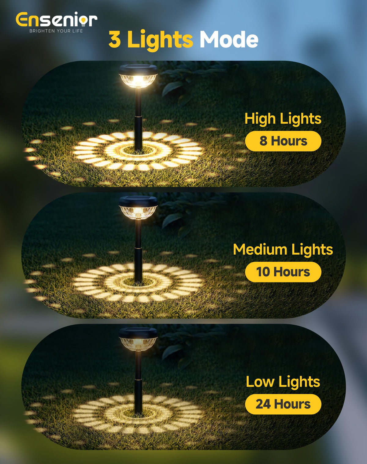 Ensenior pathway light stake installation shows quick, tool-free setup for instant curb appeal.
