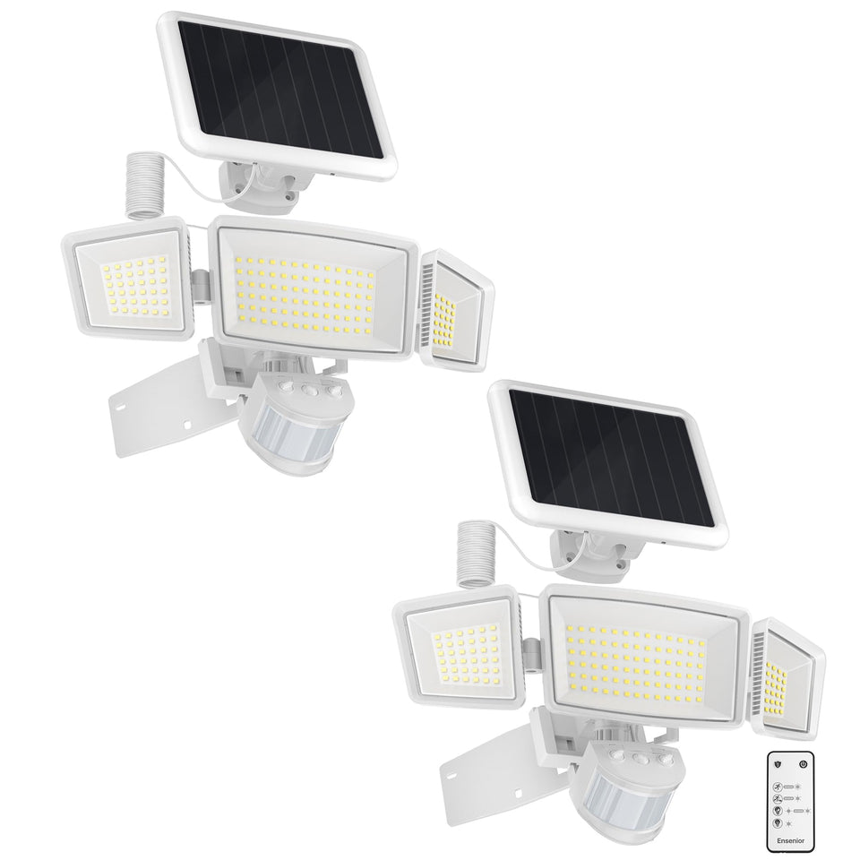 Ensenior solar security lights show wide beam coverage for safer nighttime navigation.