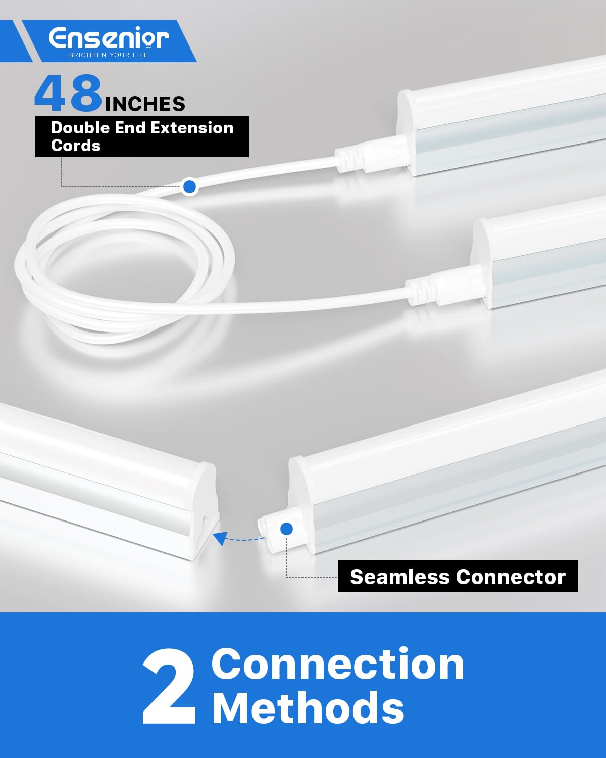 Ensenior extension cords and connectors simplify multi-unit installation.