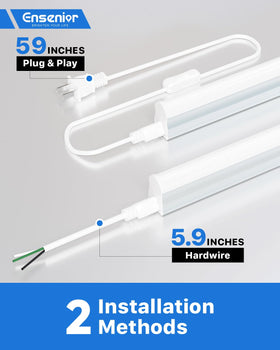 Ensenior plug-and-play installation with mounting hardware and accessible on/off switch.
