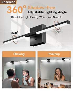 Ensenior vanity light with 5CCT options to tailor task lighting in a bathroom.