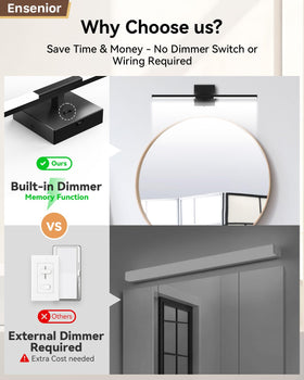 Bedroom vanity setup featuring Ensenior light for a modern, cohesive look.