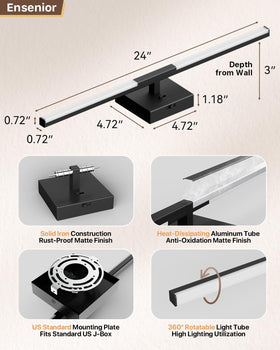 ETL and FCC certified Ensenior vanity light ensures safe bathroom use.