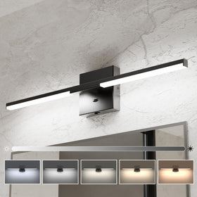 Ensenior 24-inch vanity light, front view, showcasing sleek black bar design for modern bathrooms.