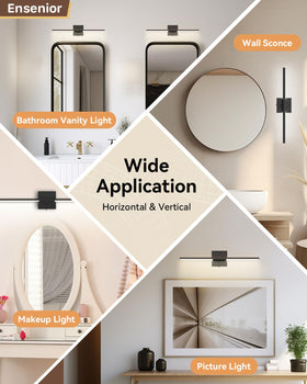Ensenior vanity light mounted over a mirror, enhancing makeup tasks with clean light.