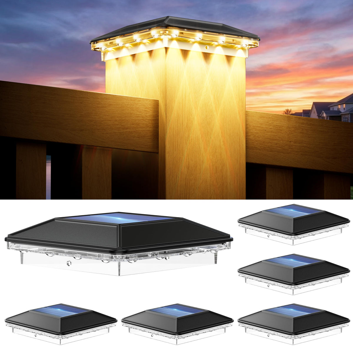 ENSLI 4x4 post-cap lights deliver bright focused LED illumination for clear nighttime posts.