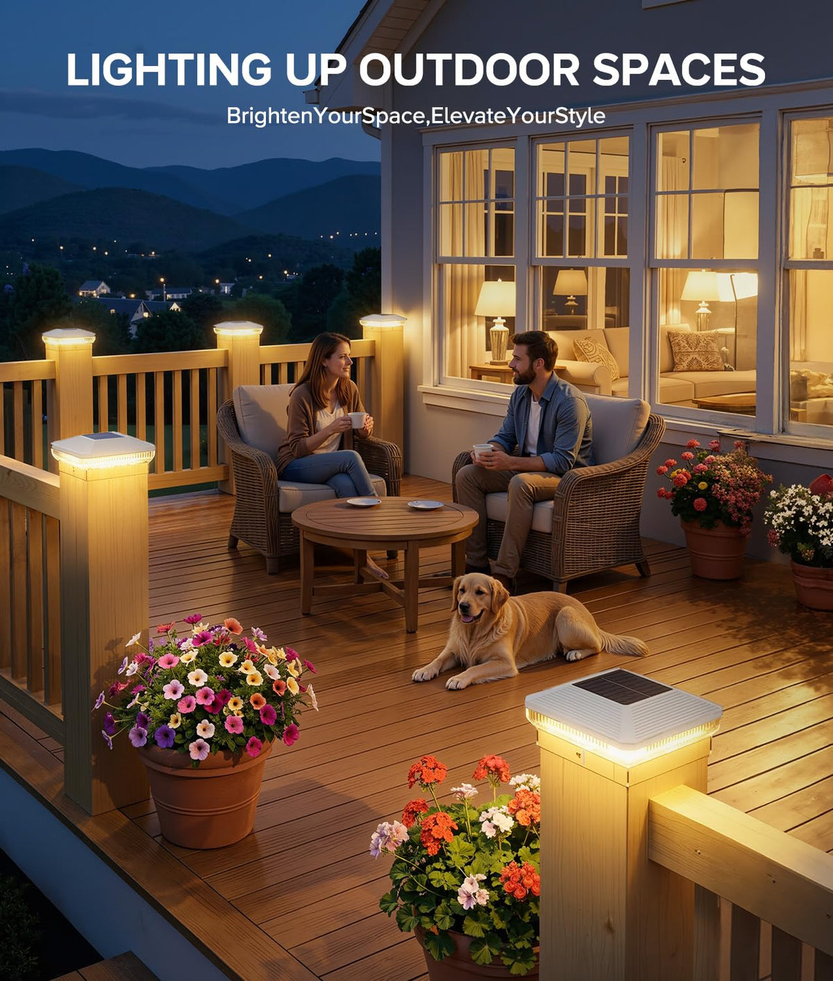 ENSLI deck garden post cap light enhancing curb appeal