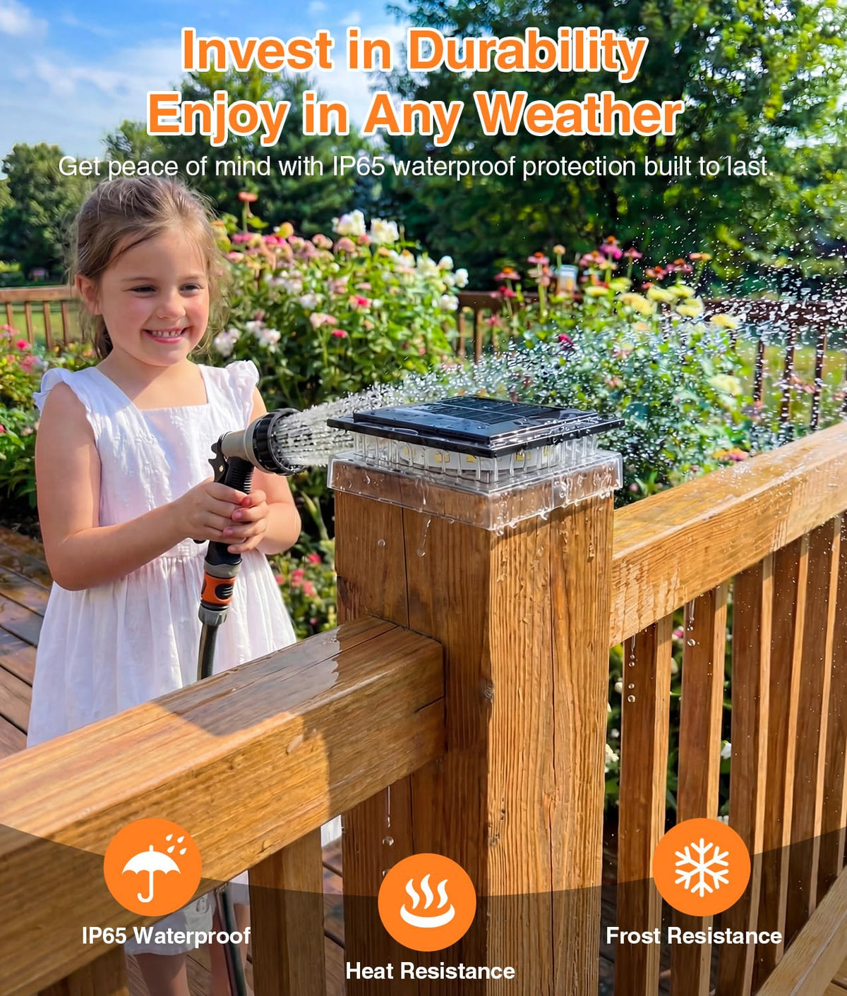ENSLI IP65 waterproof design ensures durability in rain or snow.