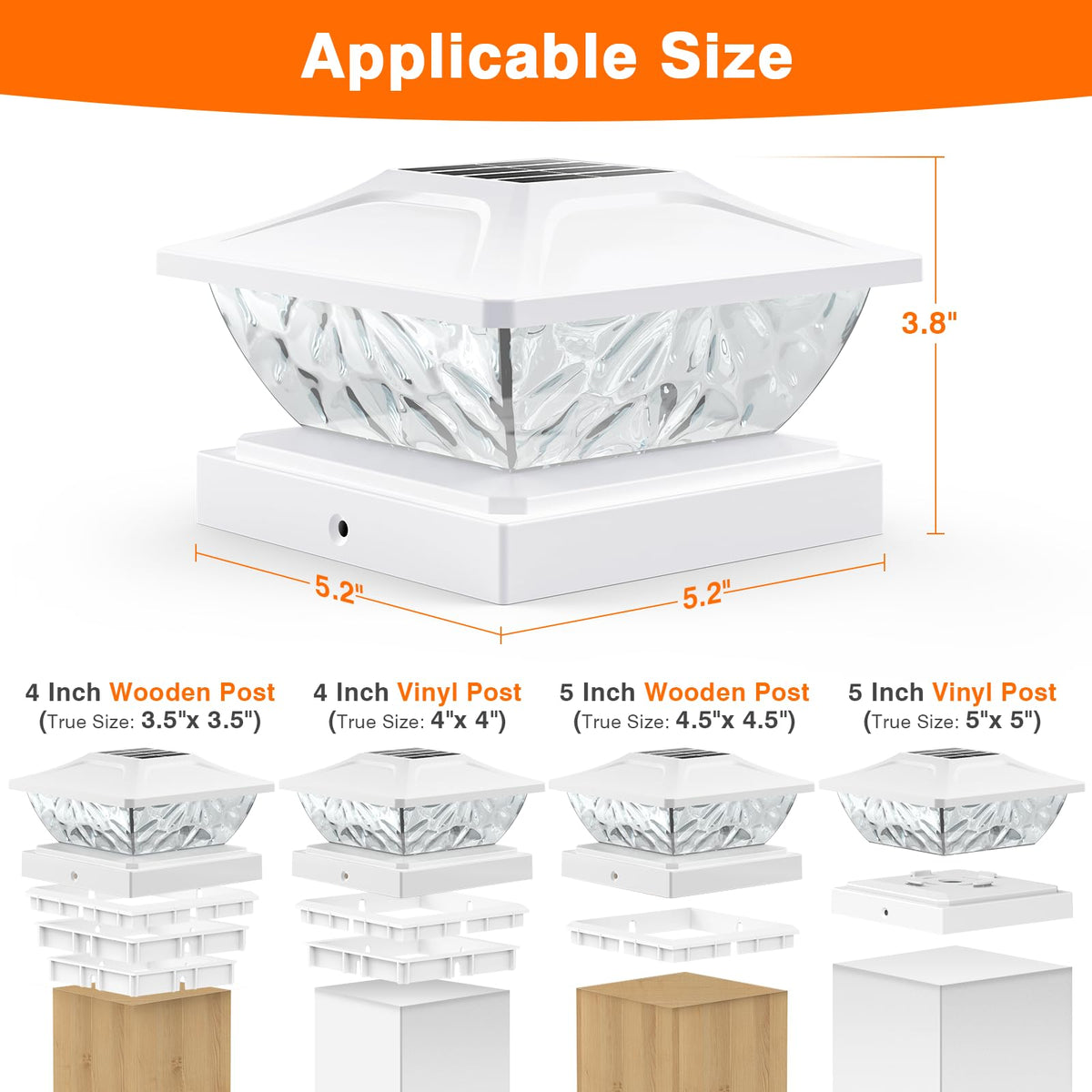 ENSLI solar post cap light withstands wet weather with IP65 protection