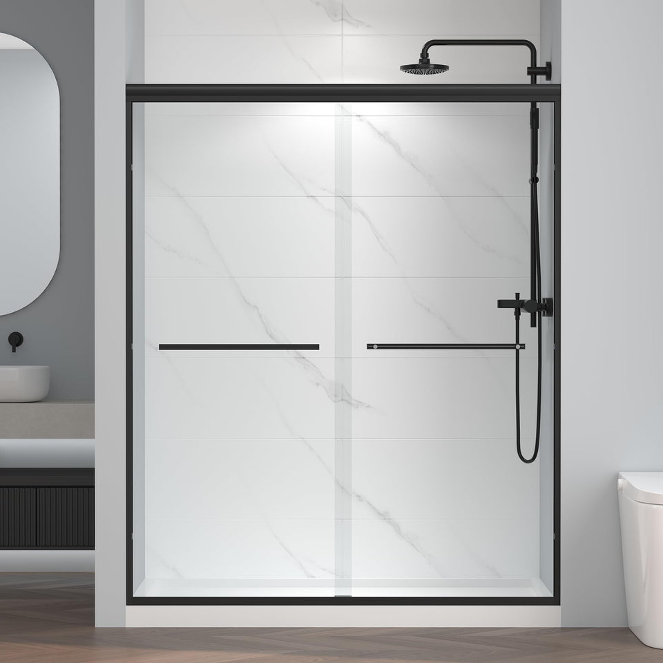 ENSO SENKA bypass door 56-60 wide, 72 high, for a seamless bath fit.
