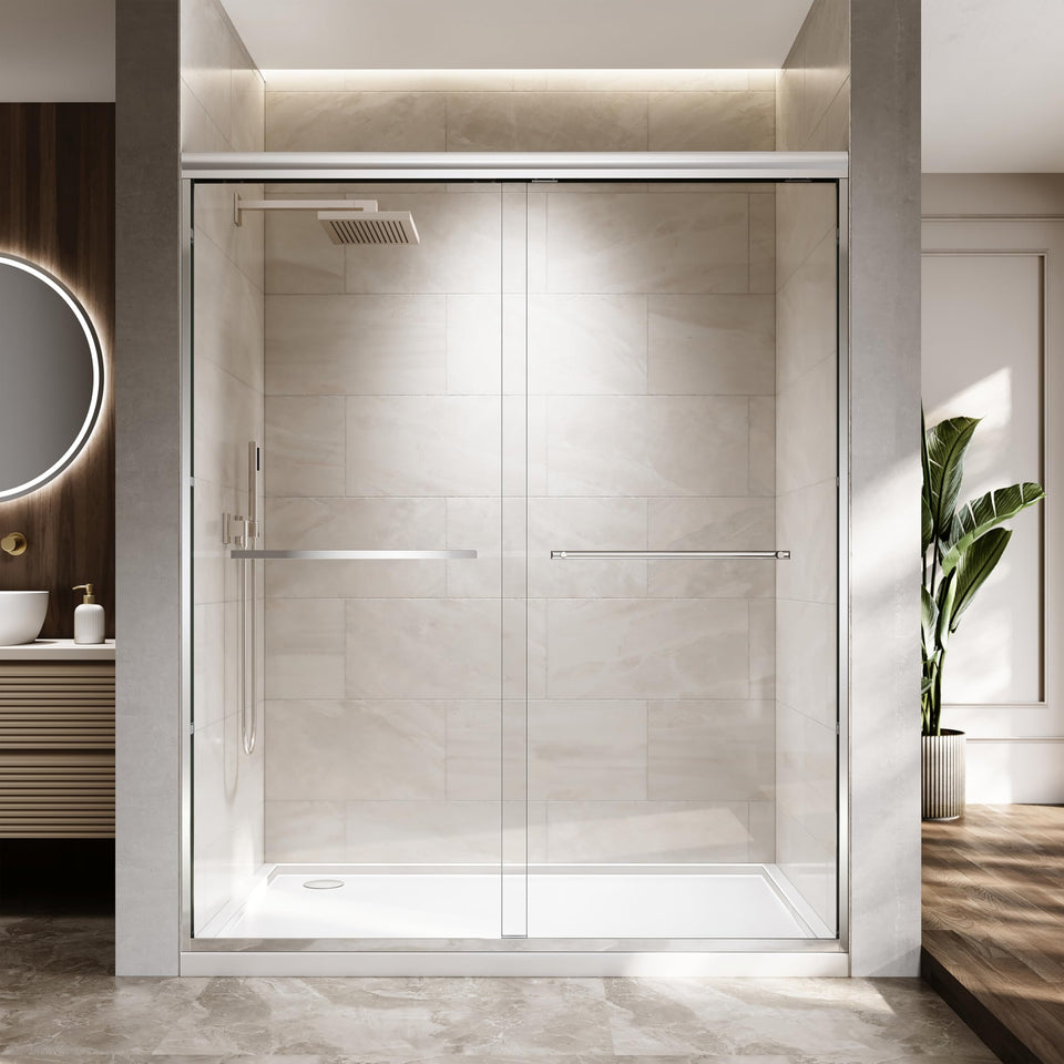ENSO SENKA bypass sliding door in a wide bathroom setup showing space-saving design