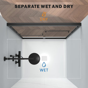 Coated glass resists water spots for a clearer shower look.