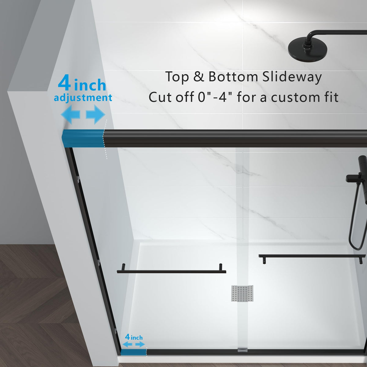 ENSO SENKA built-in water barrier threshold keeps your bathroom dry.