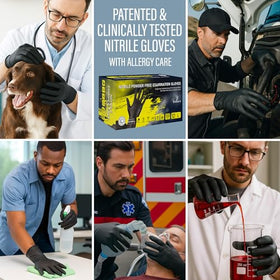 Ensure Black Nitrile Gloves latex-free provide safer option for sensitive skin.