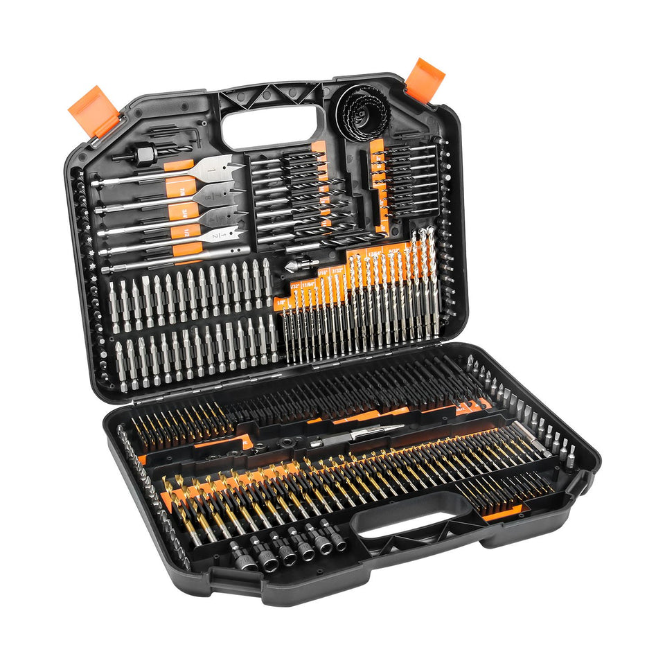 EnerTwist 246p drill bits case open, organized storage for fast DIY setup.