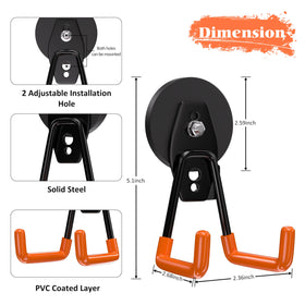 ENUODA strong magnetic hooks holding a ladder securely on a metal wall.