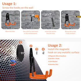 ENUODA hooks mounted on a tool chest for quick tool access.