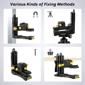 One-fourth-twenty male thread adapter compatible with most laser levels alongside the Enventor base.