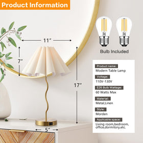 EOEYYOYB Pleated Table Lamp linen shade creates a soft, inviting glow.