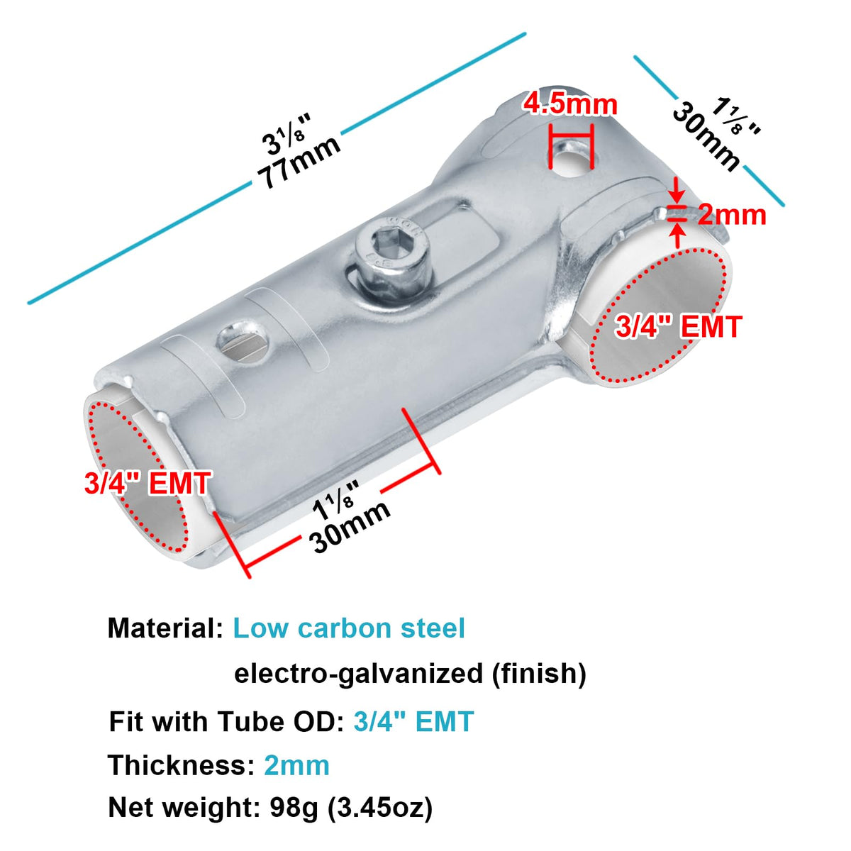 eoere clamp embedding max length 30mm for secure mounting.