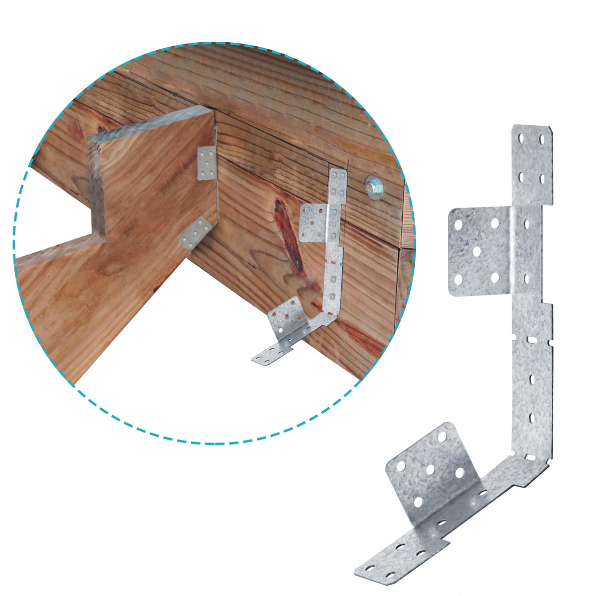 eoere concealed deck bracket secures stairs with clean lines.