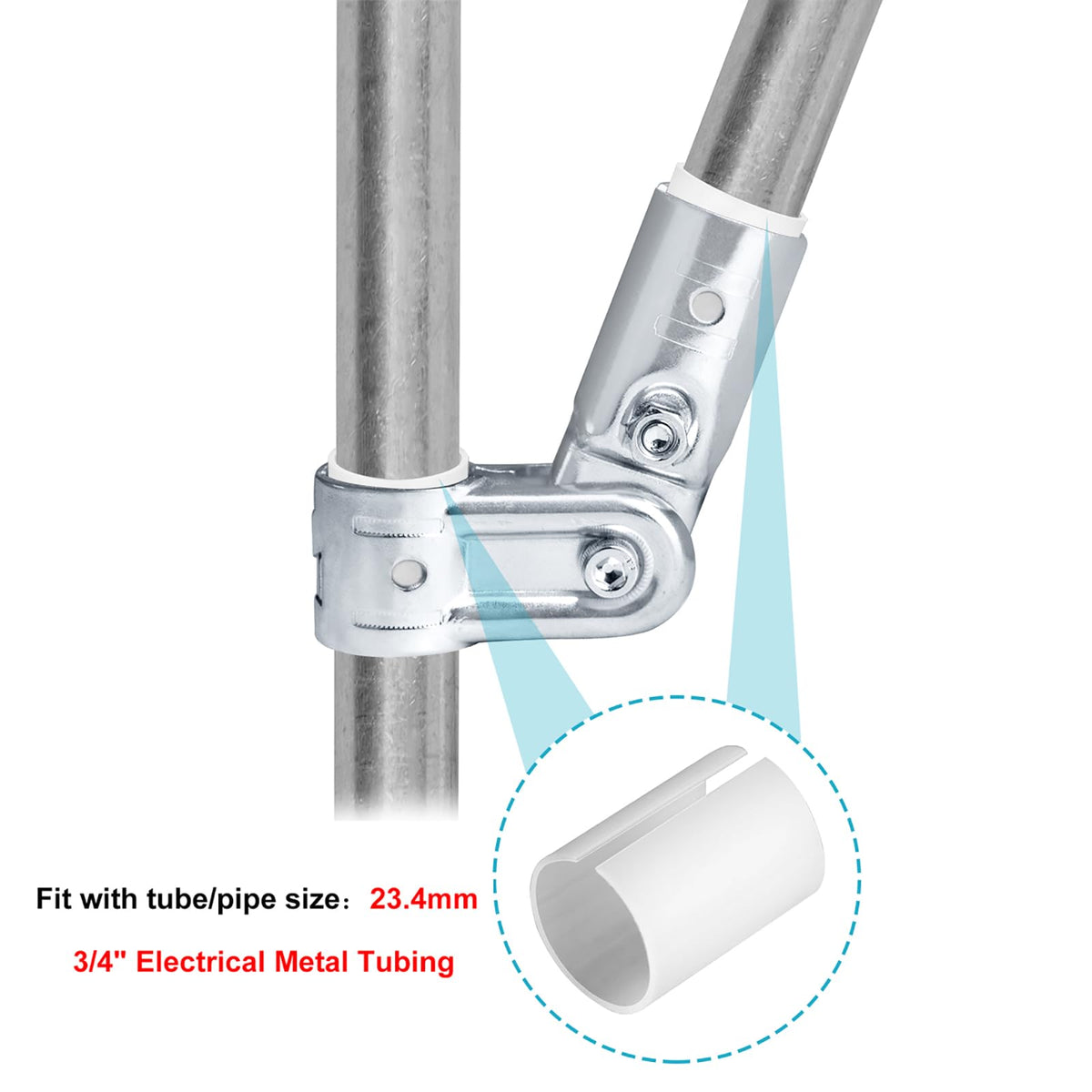 eoere pivot tee showing 3/4 EMT clamp in action