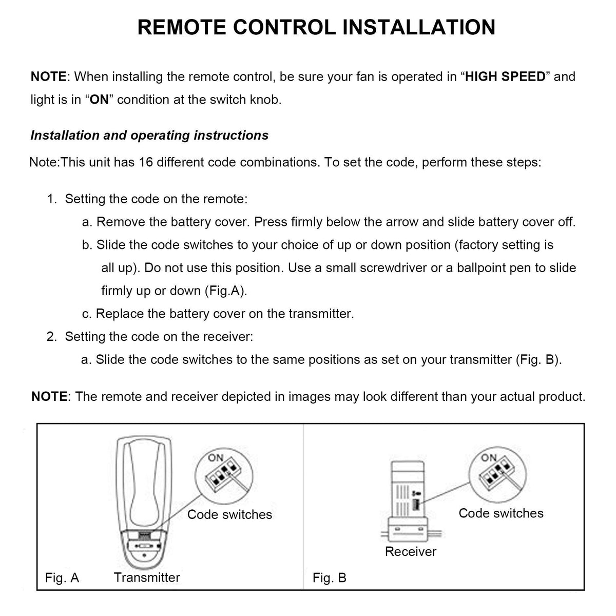 Packaging includes transmitter and quick setup tips.