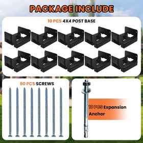 EONECROSS 4x4 post base close-up highlighting black E-coating for corrosion resistance.