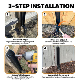 EONECROSS backyard leaning post repair in action to restore fence stability.