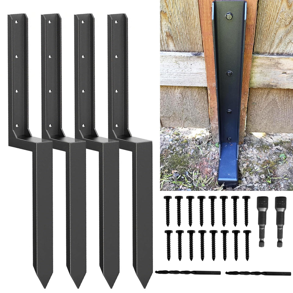 EONECROSS fence post repair kit bracket close-up for sturdy lean-post stabilization.