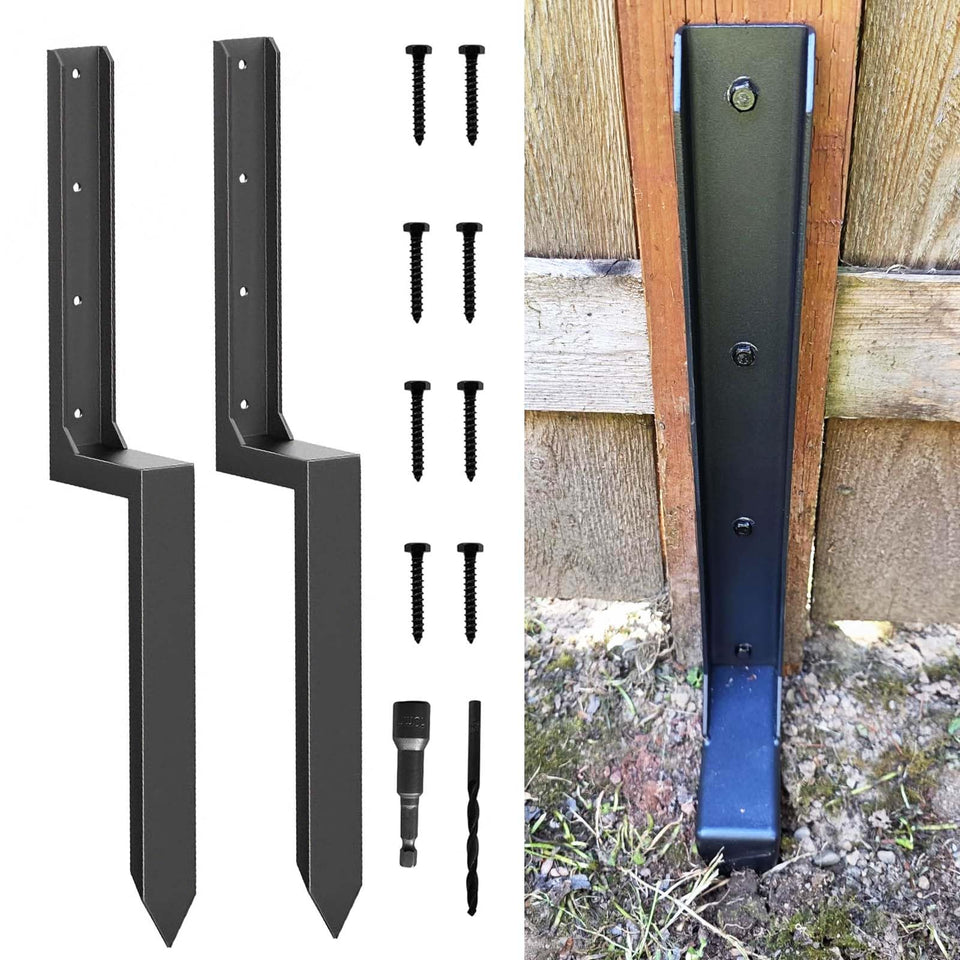 EONECROSS fence post repair kit with heavy 11-gauge bracket reinforces leaning posts