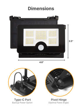 Eontim Solar Flood Light two-pack enables versatile placement across yard and patio.