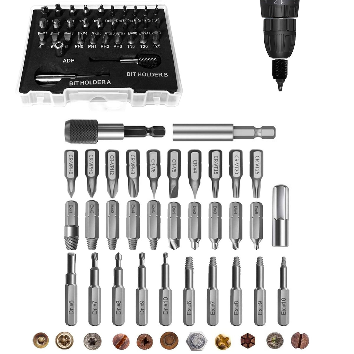 eooezj 33pcs screw extractor kit ready for tough damaged fasteners