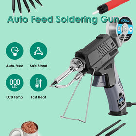 EOOKU soldering gun auto-feed in action for smoother one-handed soldering.