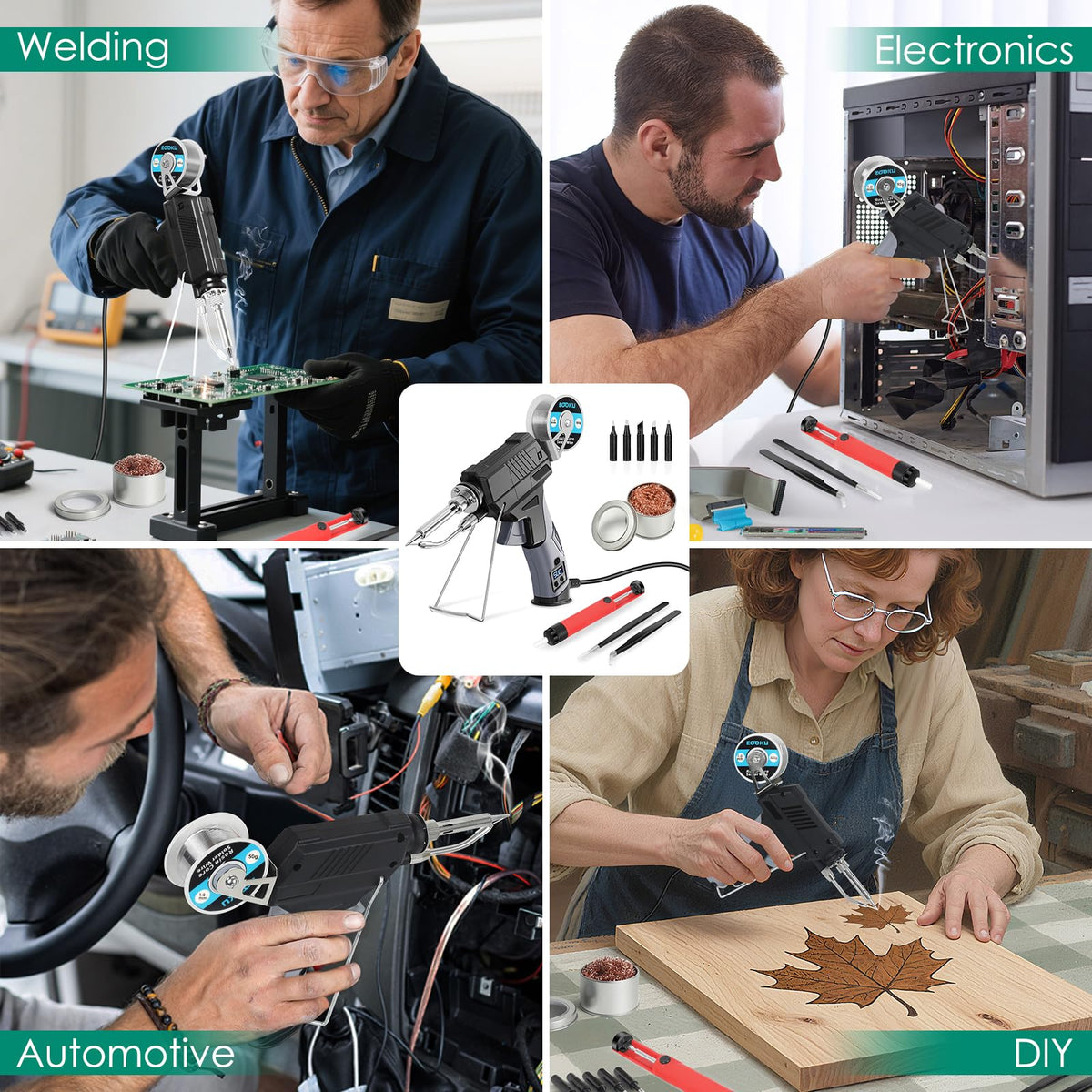 EOOKU 110V compatible soldering kit suitable for standard workbenches.