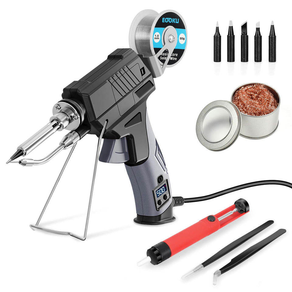 EOOKU soldering gun stand with built-in base for safe resting between tasks.