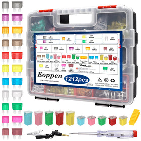 Eoppen 1212Pcs car fuses kit with puller for fast roadside replacements.