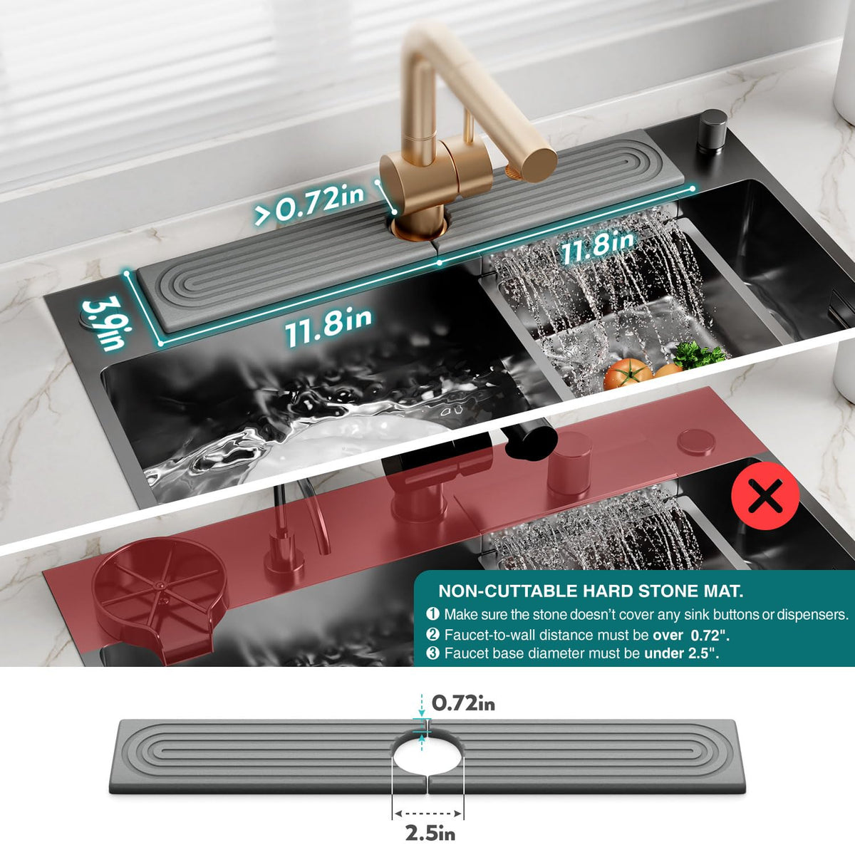 Eormoe absorbent stone mat dries fast near the sink for less mess