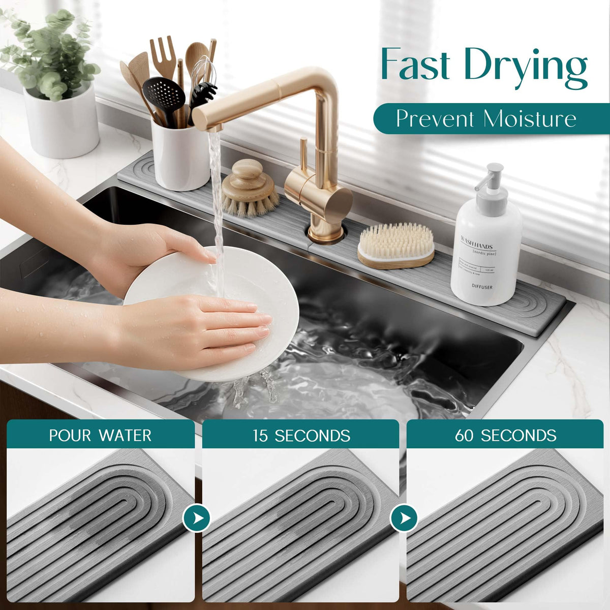 eormoe absorbent stone tray for kitchen counters keeps spills from spreading.