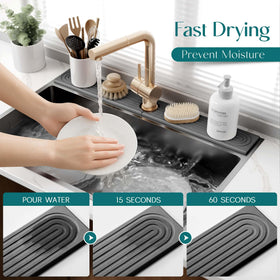 eormoe dark-grey stone drying tray blends with modern kitchens and keeps counters dry