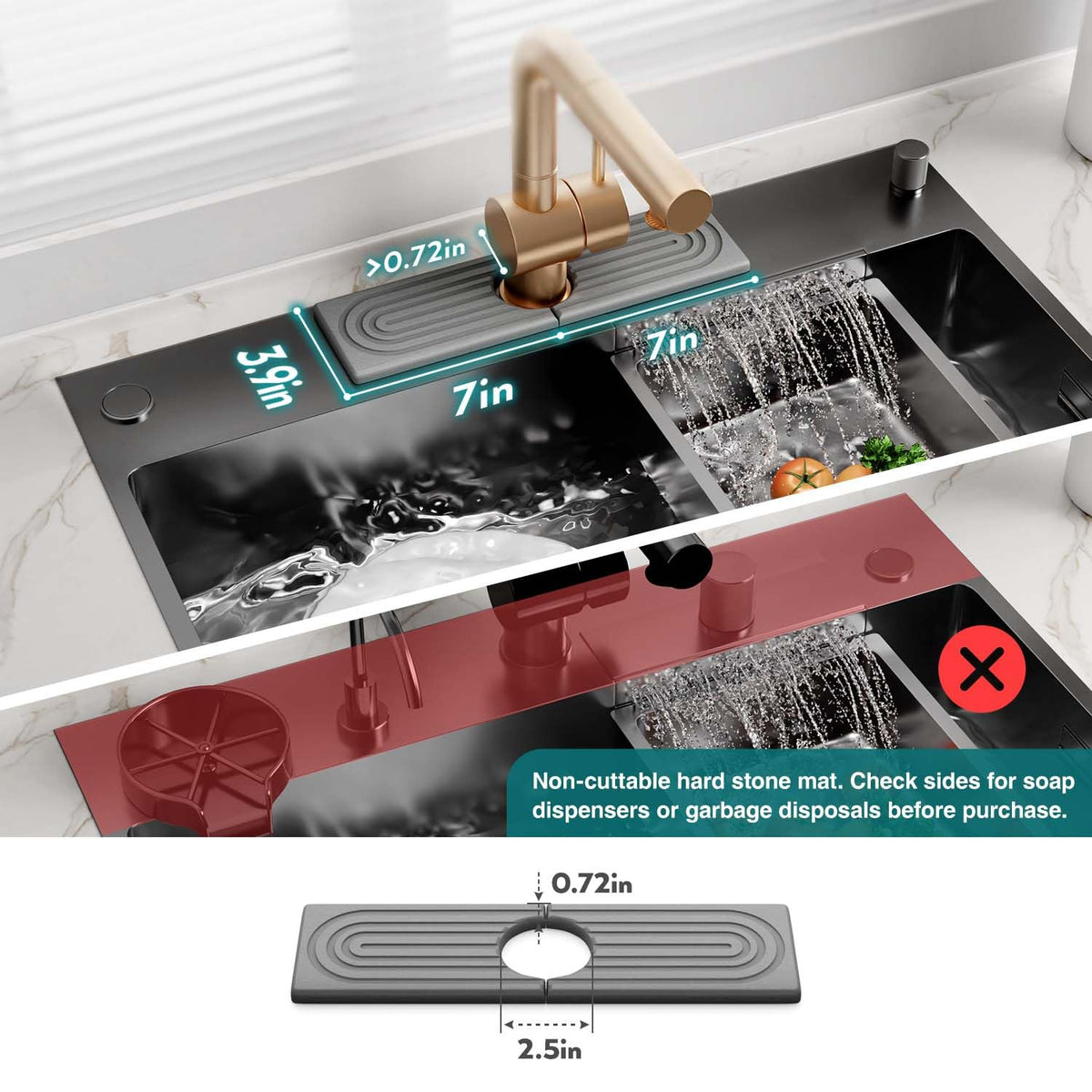 eormoe Diatomite Kitchen Faucet Mat on countertop setup keeps sink area tidy