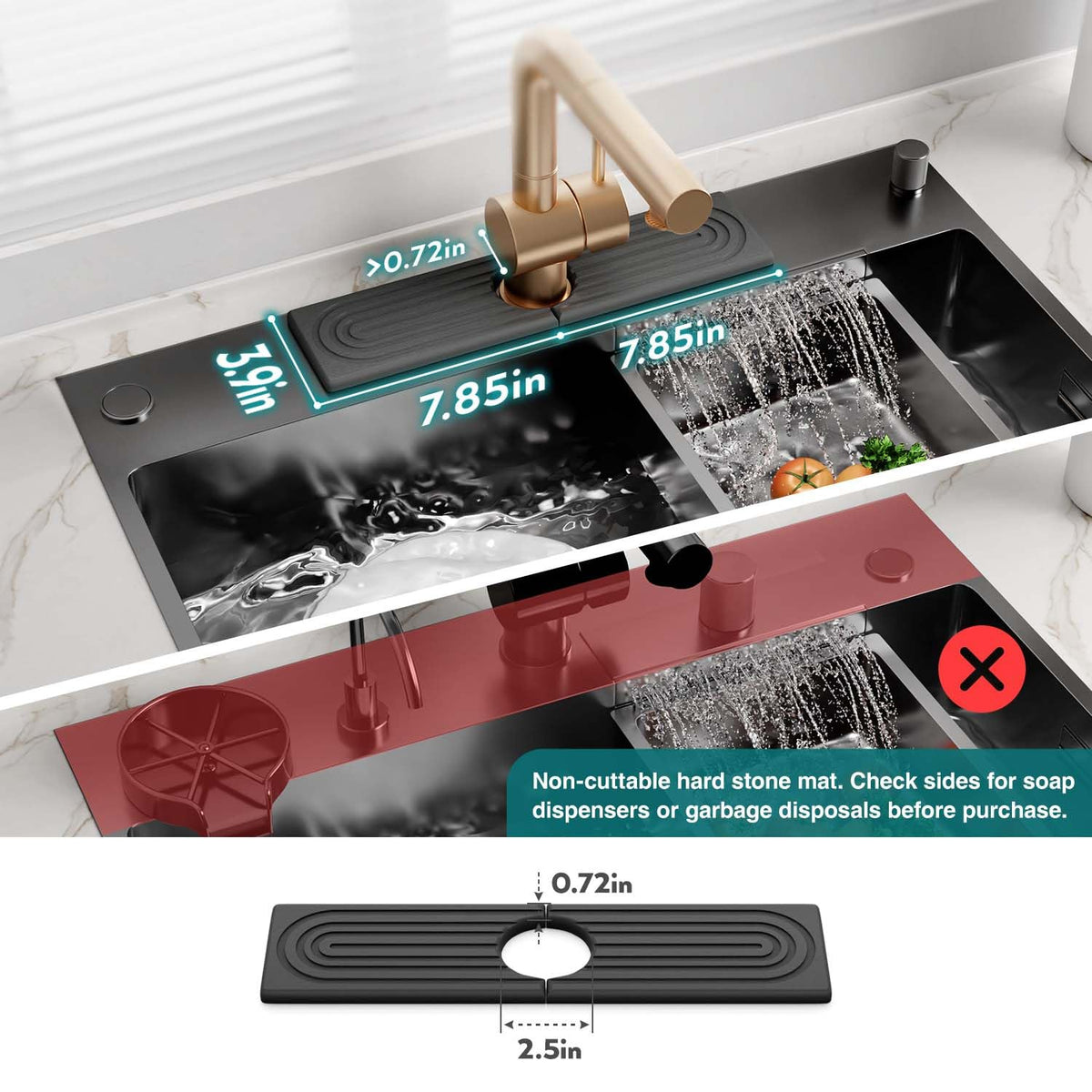 Close-up of Eormoe diatomite sink tray drying fast and reducing drips