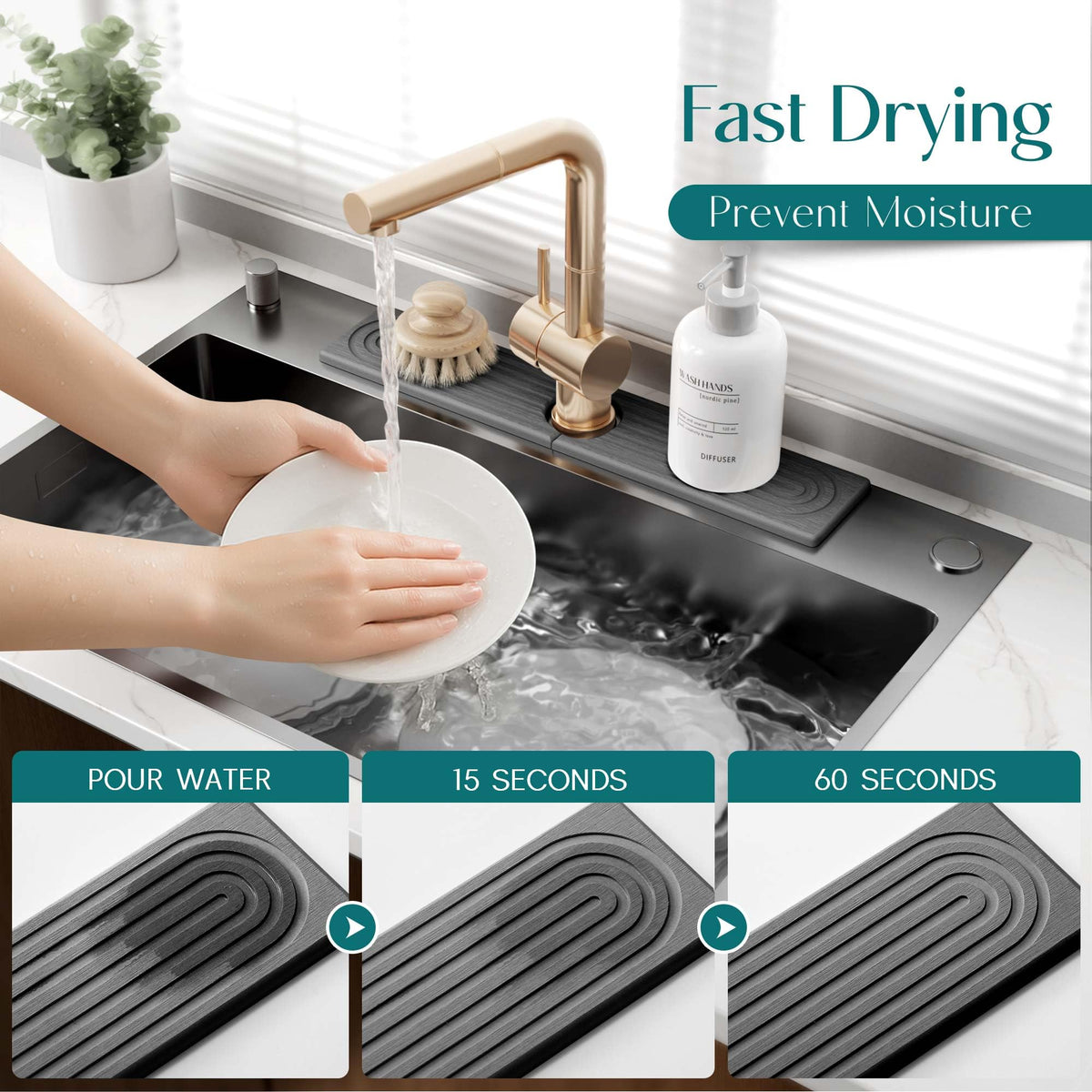 Eormoe diatomite tray shows fast absorption, helping self-dry within minutes.