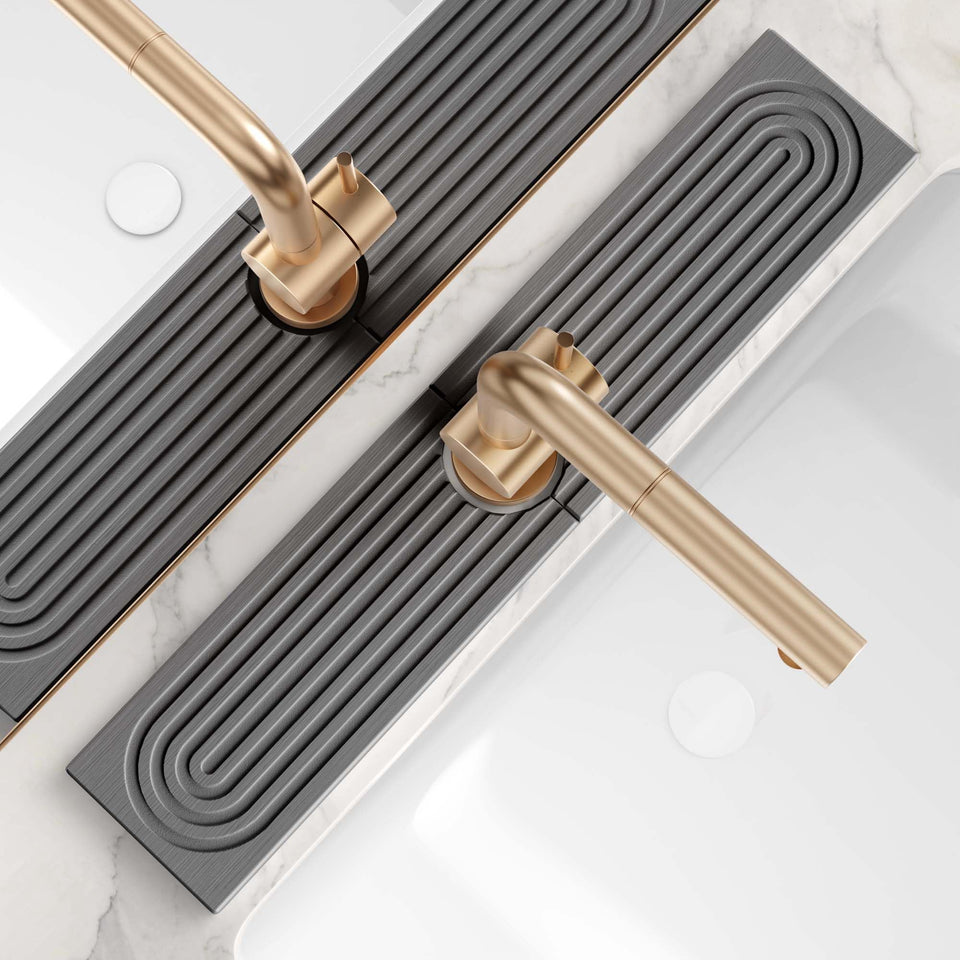 Eormoe diatomite stone sink tray around faucet keeps water contained and counters dry.