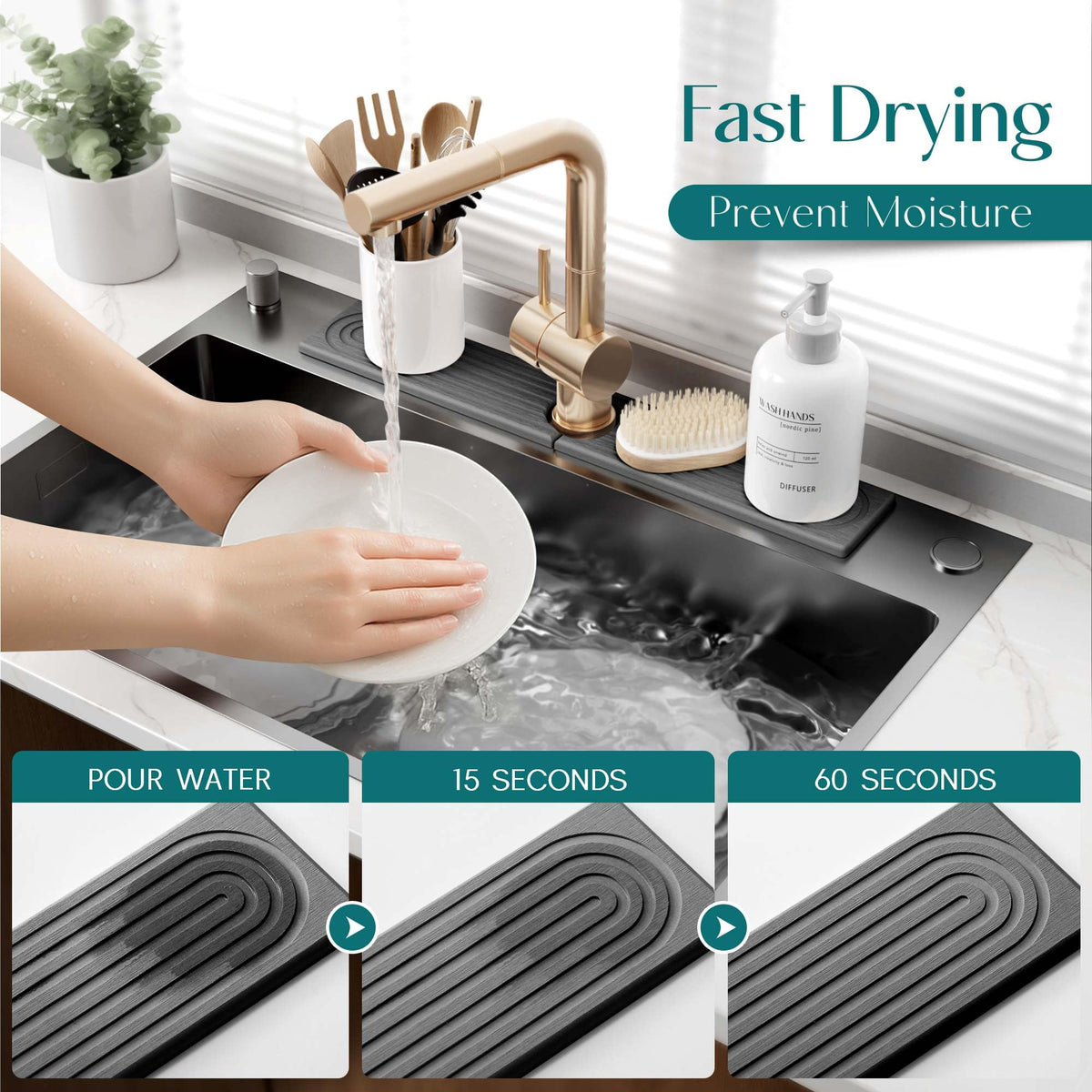 eormoe kitchen counter absorbent mat for mess-free counters