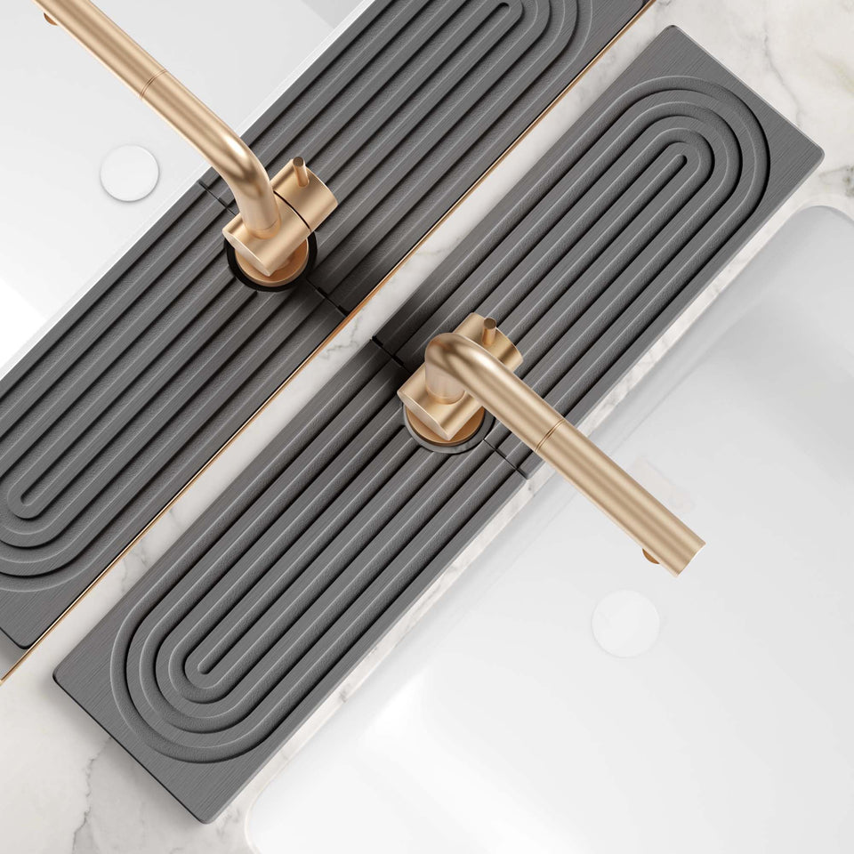Eormoe large faucet mat for kitchen sink keeps surfaces dry and organized.