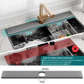 eormoe modern home grey stone tray enhances sink area cleanliness.