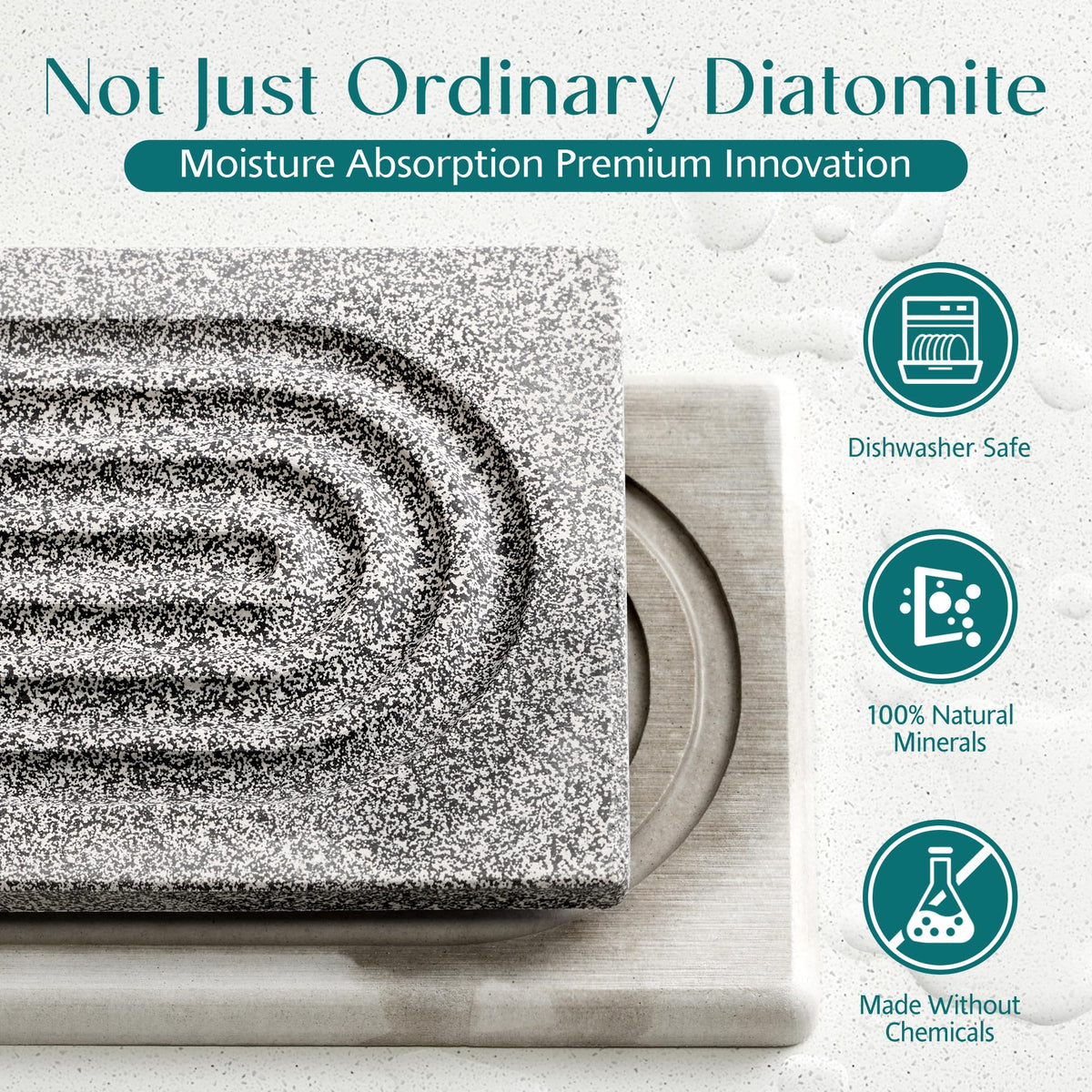 eormoe Stone Drying Mat close-up porous surface highlights quick water absorption