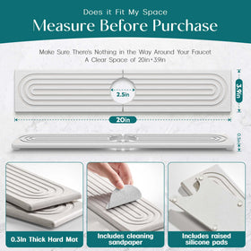Eormoe stone faucet mat demonstrates fast drying under the faucet.