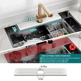 Eormoe stone faucet mat placed on kitchen counter near faucet for daily drying.